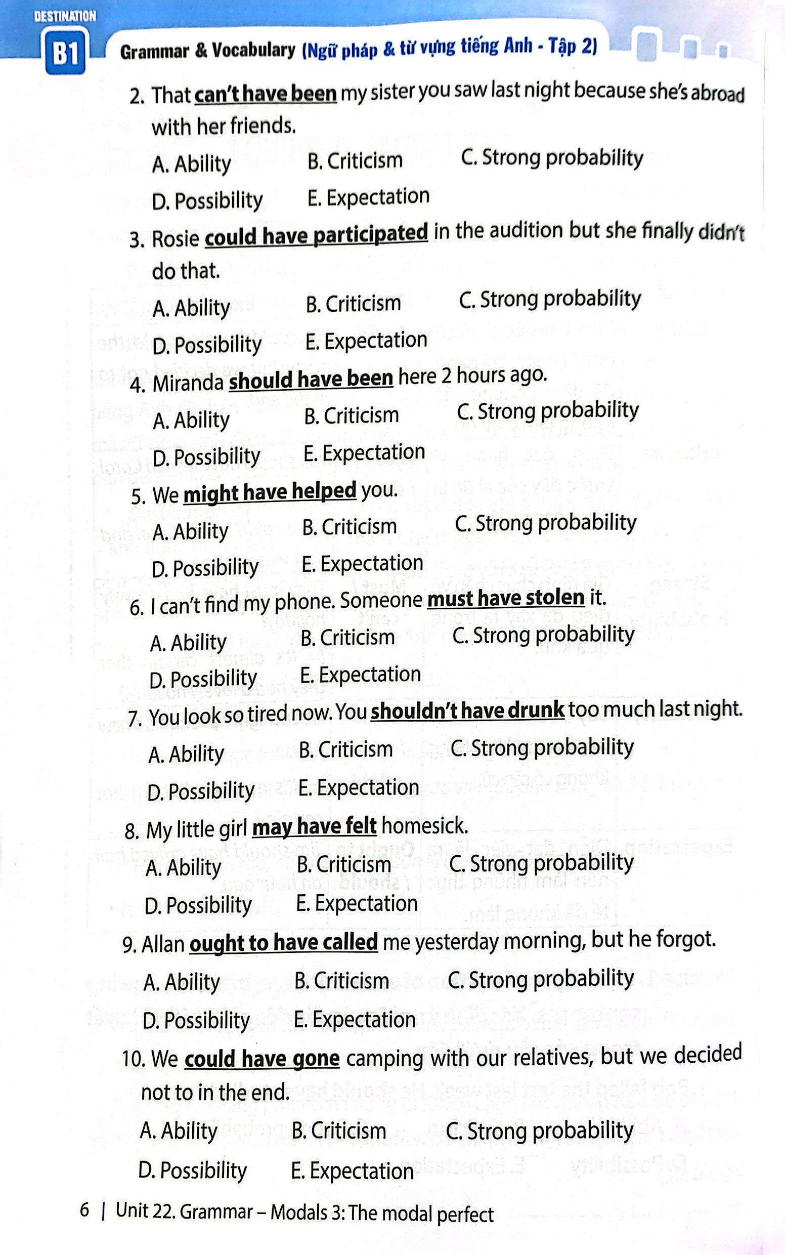 bộ destination b1 - ngữ pháp và từ vựng tiếng anh - tập 2