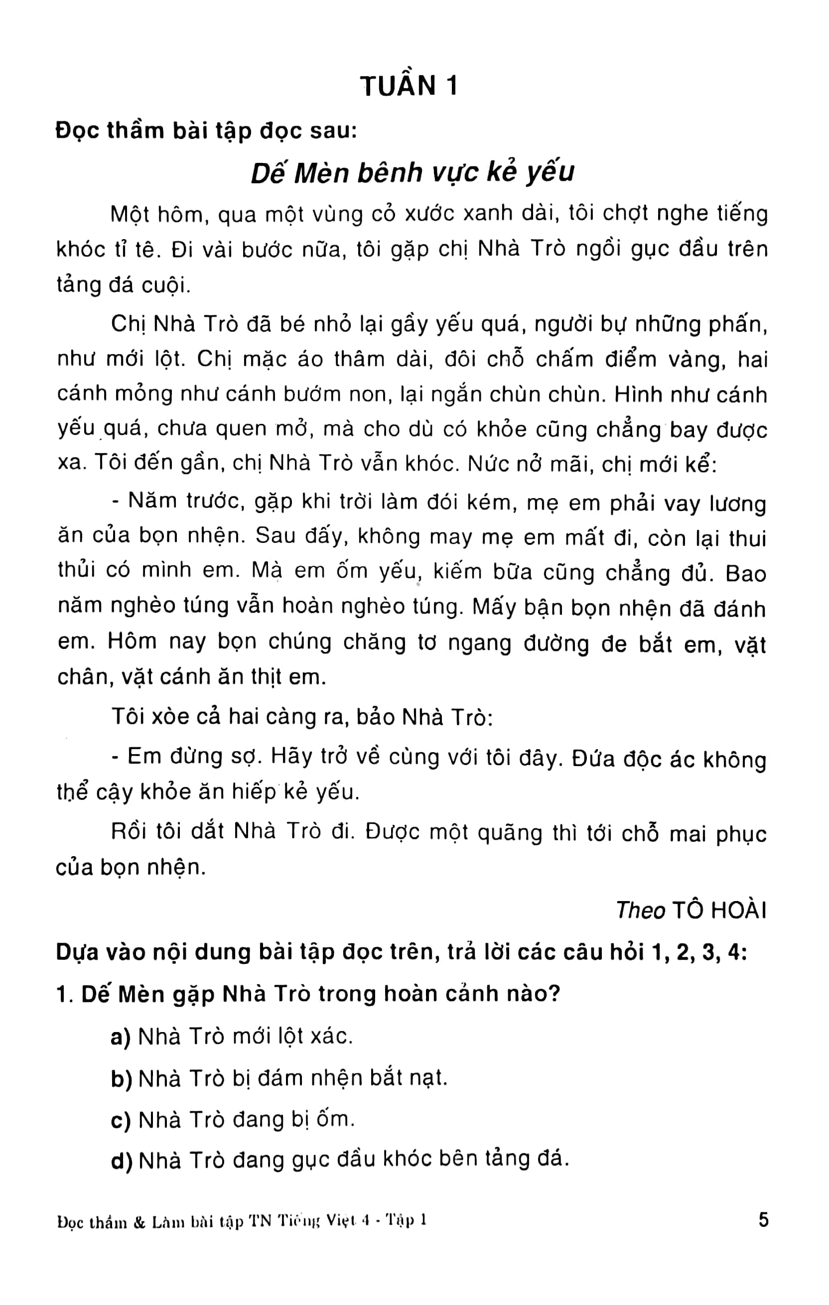 bộ đọc thầm và làm bài tập trắc nghiệm tiếng việt 4 - tập 1
