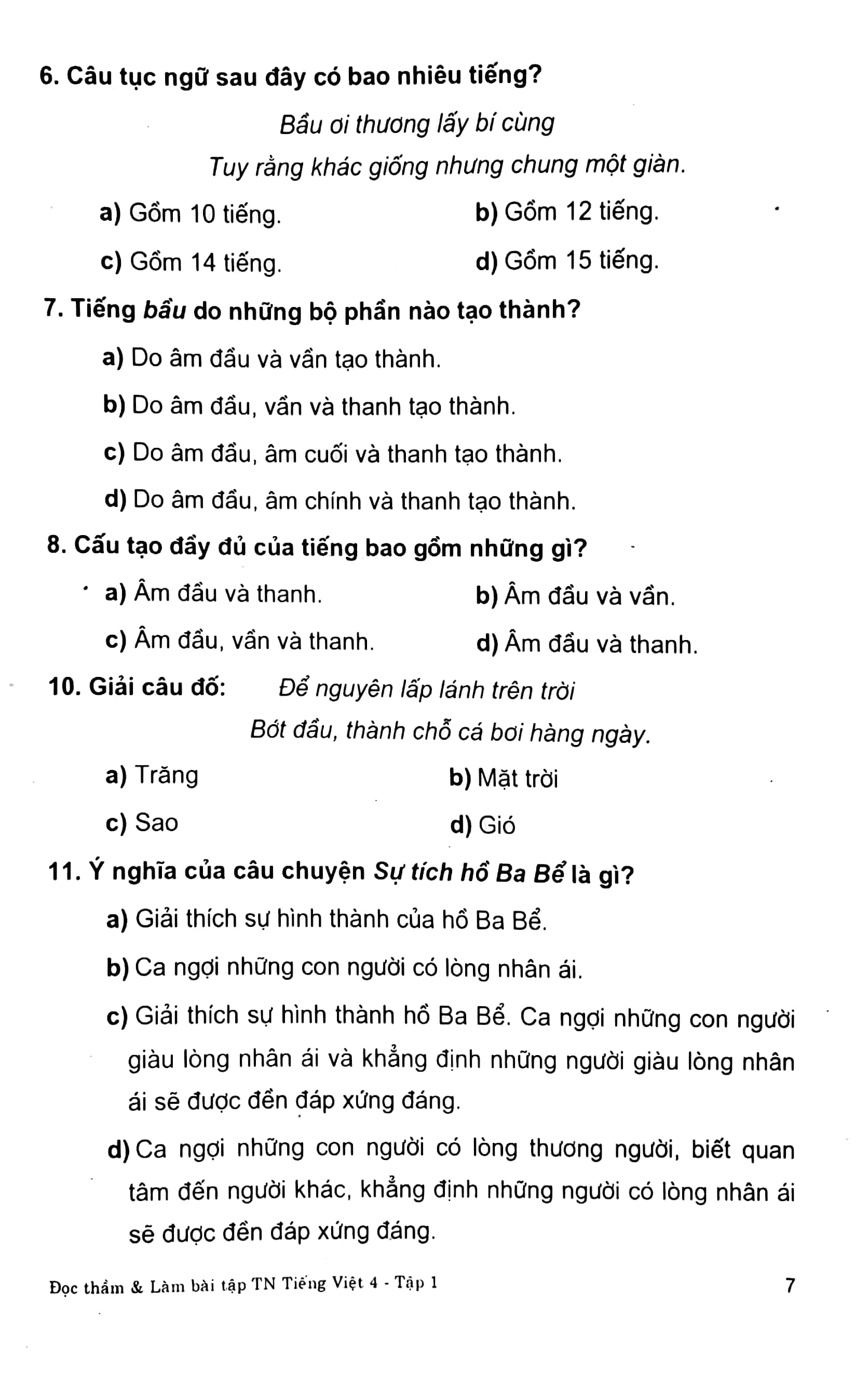 bộ đọc thầm và làm bài tập trắc nghiệm tiếng việt 4 - tập 1