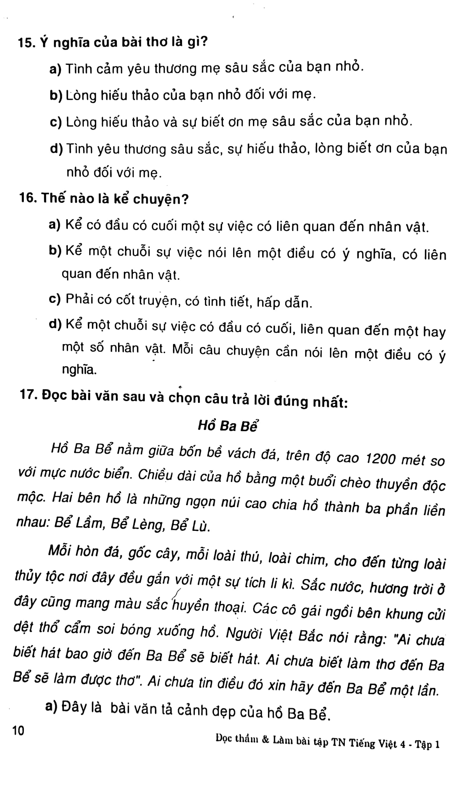 bộ đọc thầm và làm bài tập trắc nghiệm tiếng việt 4 - tập 1