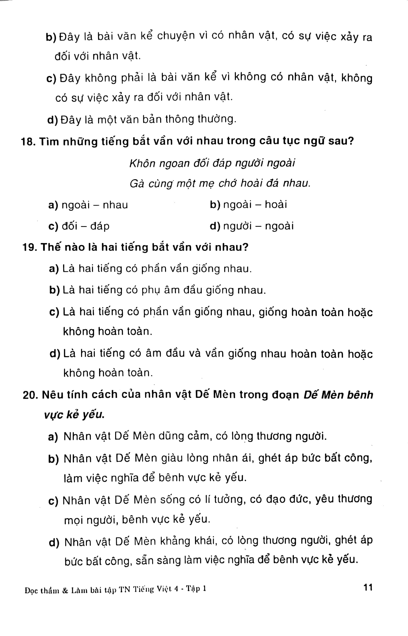 bộ đọc thầm và làm bài tập trắc nghiệm tiếng việt 4 - tập 1