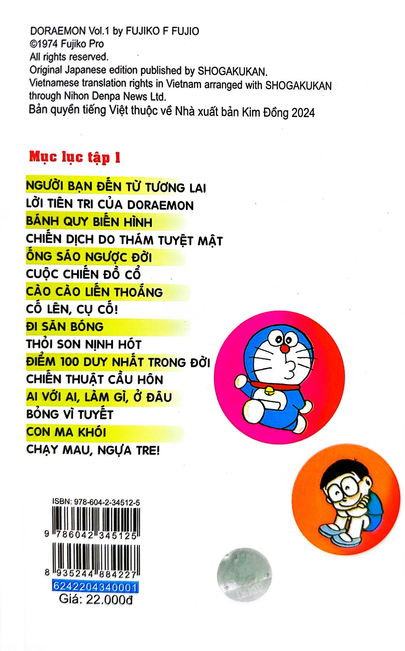 bộ doraemon - chú mèo máy đến từ tương lai - tập 1 (tái bản 2023)