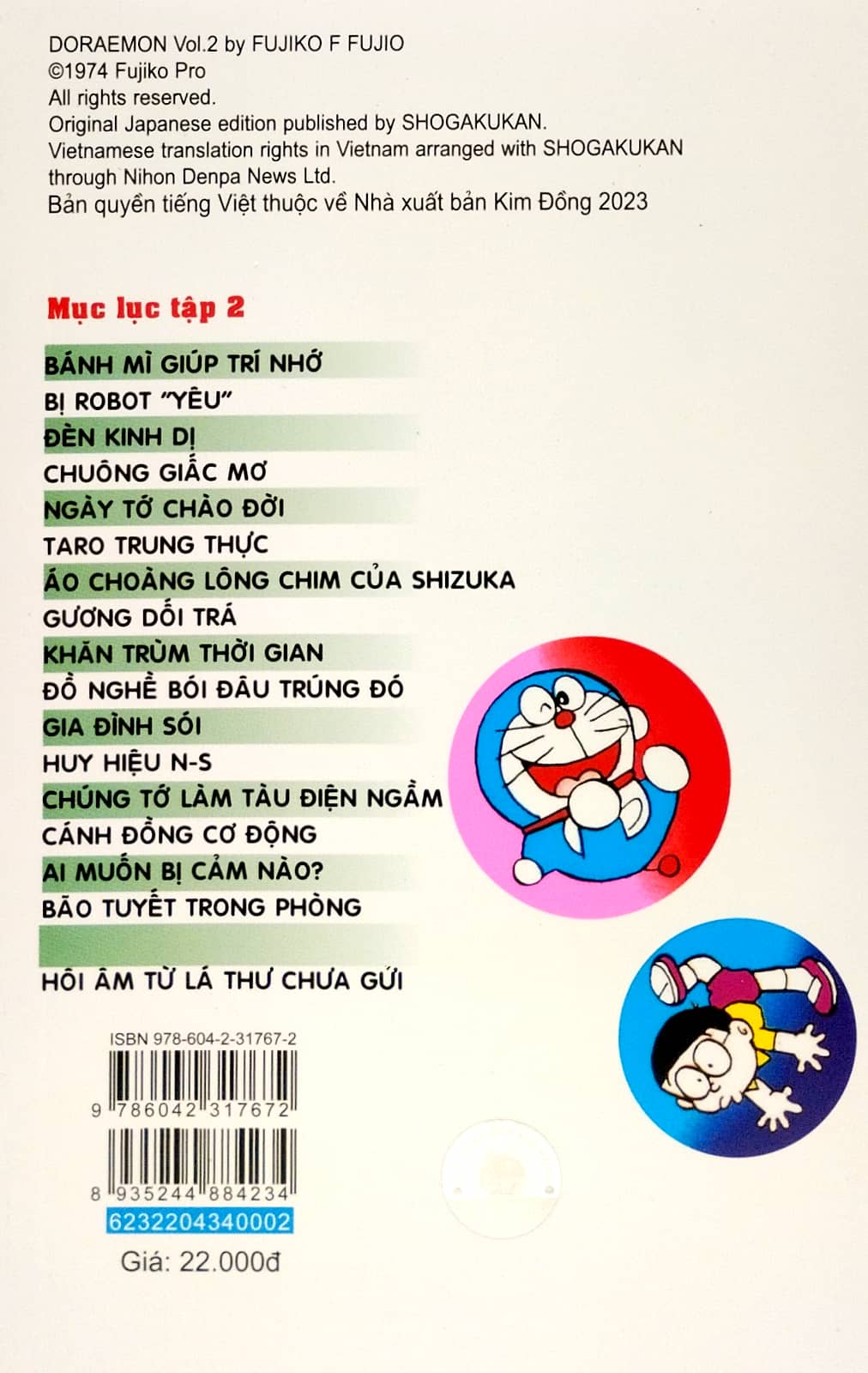 bộ doraemon - chú mèo máy đến từ tương lai - tập 2 (tái bản 2023)