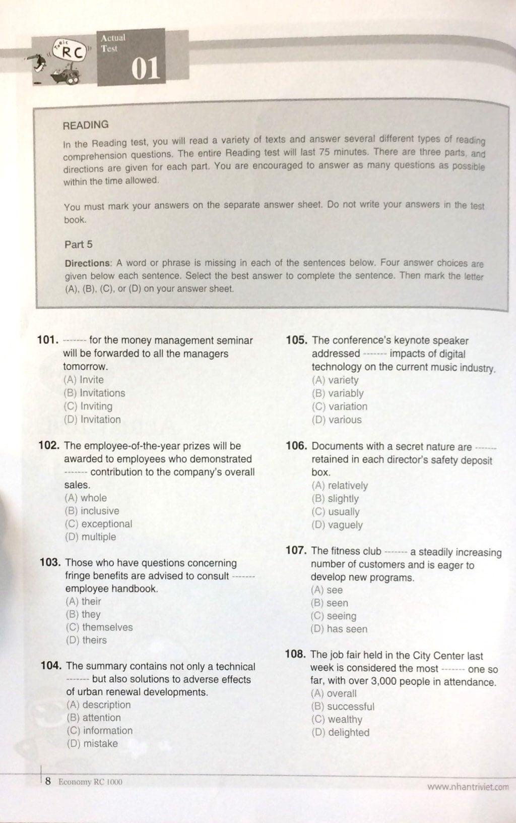 bộ economy toeic rc1000 volume 1