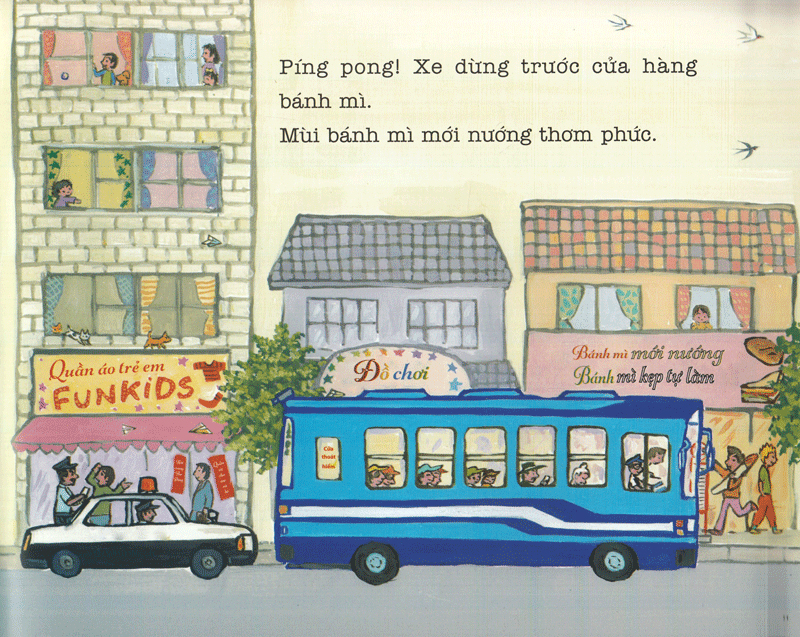 bộ ehon - thực phẩm tâm hồn cho bé - xe bus píng poong đi biển (tái bản 2020)