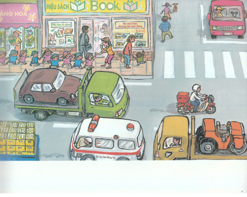 bộ ehon - thực phẩm tâm hồn cho bé - xe tuần tra cố lên nhé! (tái bản 2020)