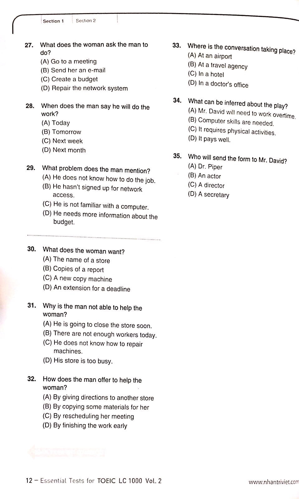 bộ essential test for toeic lc 1000 vol 2 (kèm cd)