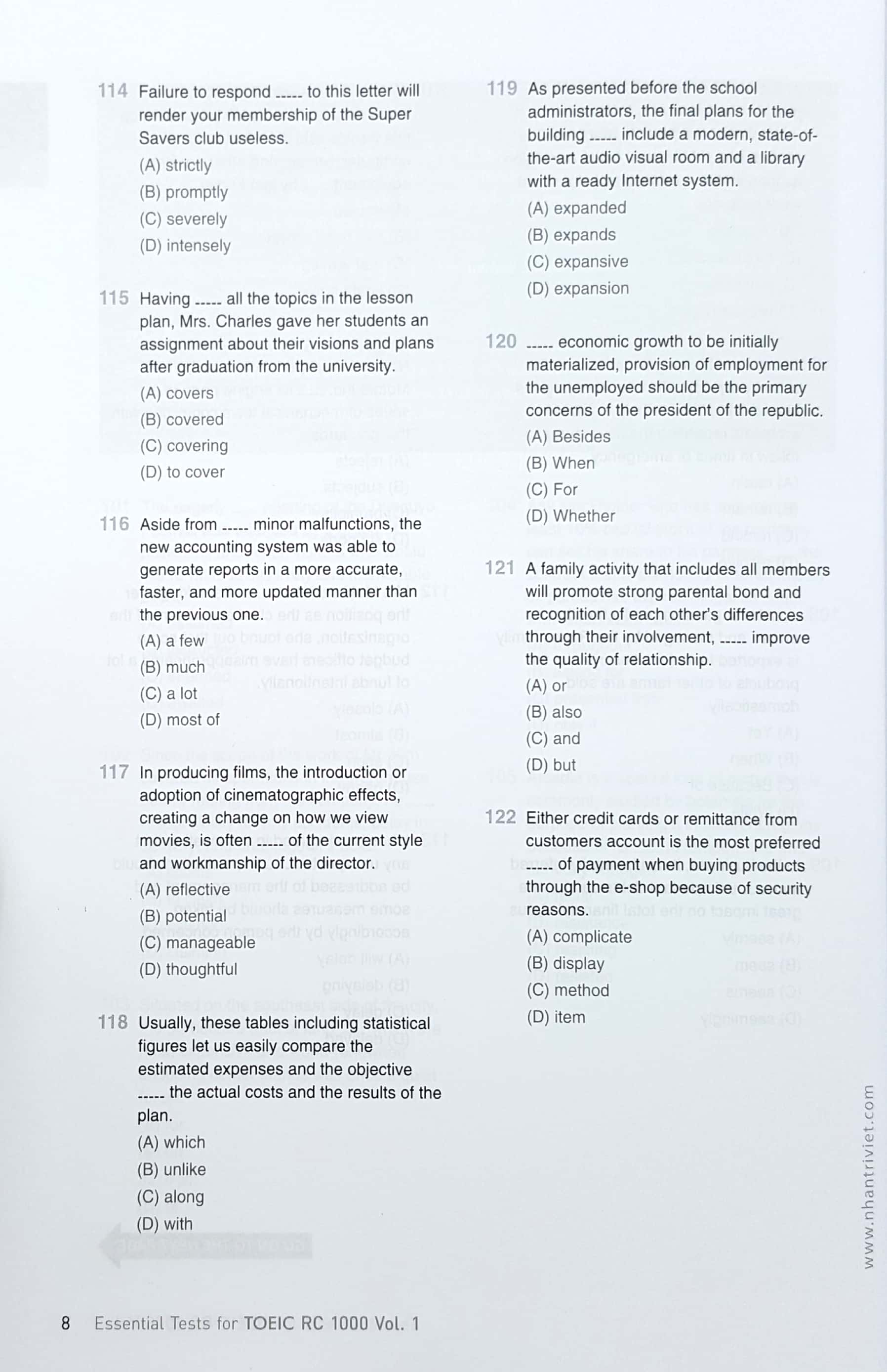 bộ essential test for toeic rc 1000 vol 1 (không cd)