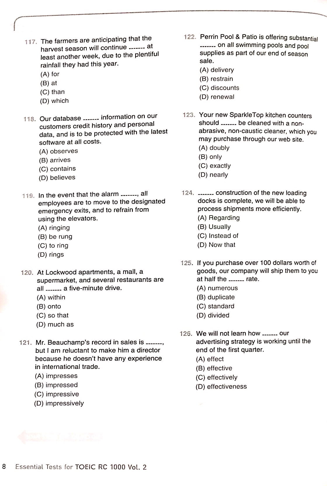 bộ essential test for toeic rc 1000 vol 2 (không cd)