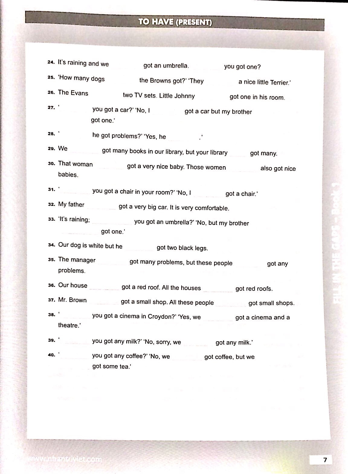 bộ fill in the gaps book 1