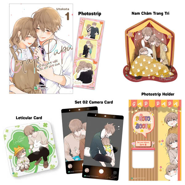 Bo
Gap Papa - Het Gio Lam Viec, Toi Gio Lam Cha - Tap 1 - Ban Suu Tam - Tang Kem 1 Photostrip + 1 Photostrip Holder + 2 Camera Card + 1 Leticular Card + 1 Nam Cham Trang Tri