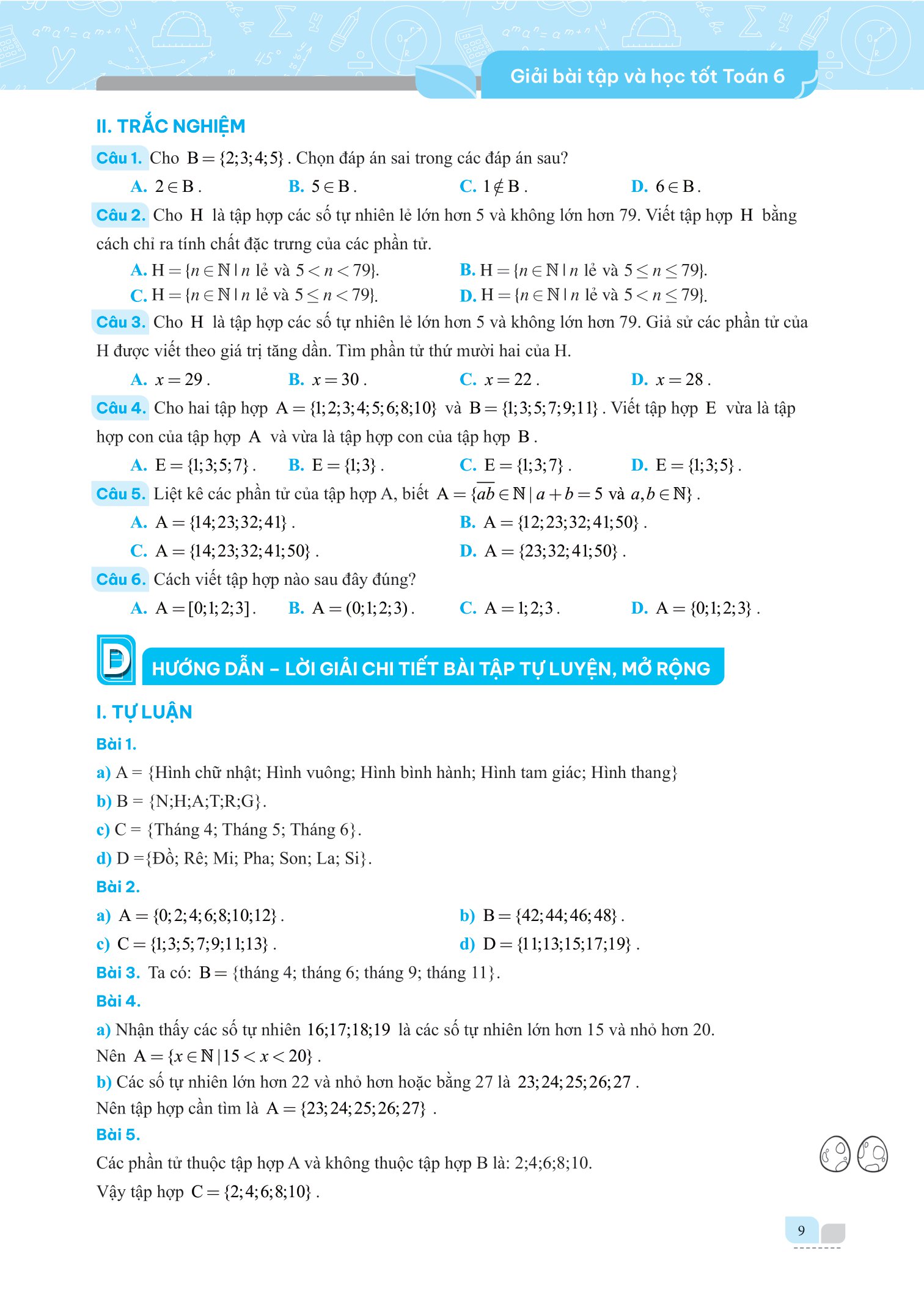 bộ giải bài tập và học tốt toán 6 - tập 1 (theo sgk kết nối tri thức với cuộc sống)