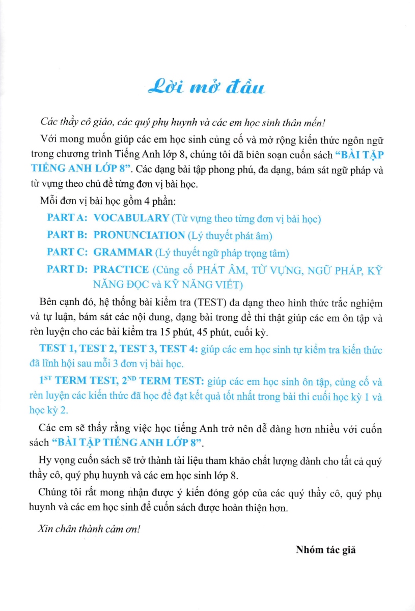 bộ global success - bài tập tiếng anh 8 - không đáp án