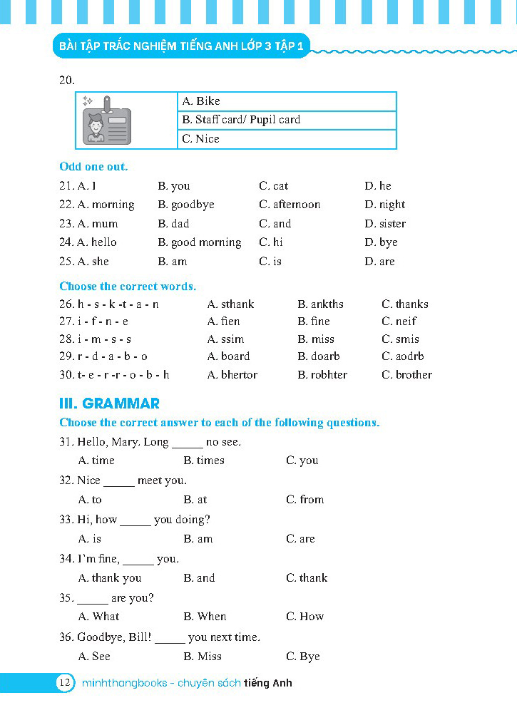 bộ global success - bài tập trắc nghiệm tiếng anh lớp 3 - tập 1 - có đáp án