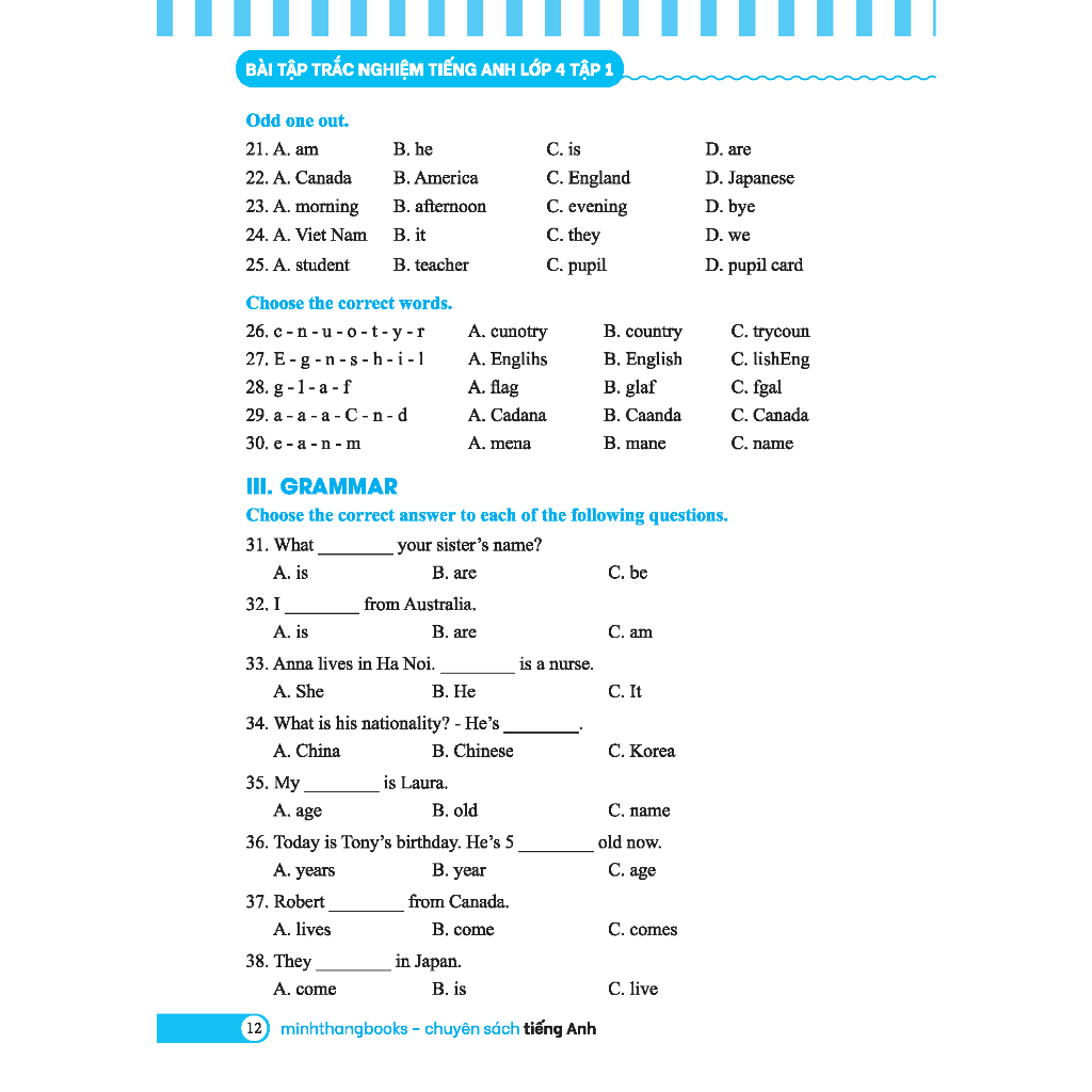 bộ global success - bài tập trắc nghiệm tiếng anh lớp 4 - tập 1 - có đáp án