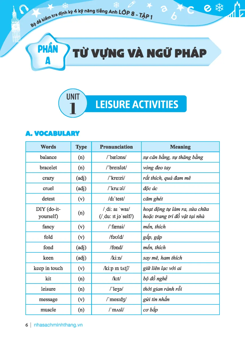 bộ global success - bộ đề kiểm tra định kỳ 4 kỹ năng tiếng anh lớp 8 - tập 1 (có đáp án)