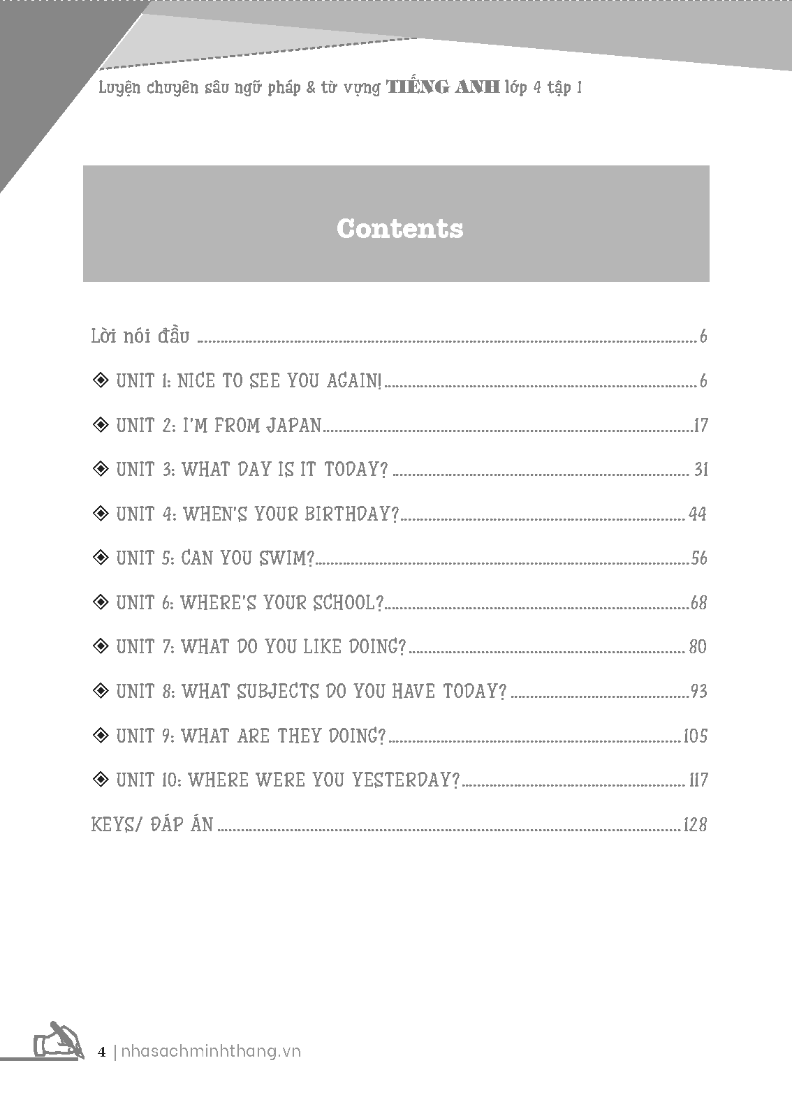 bộ global success - luyện chuyên sâu ngữ pháp và từ vựng tiếng anh lớp 4 - tập 1 (có đáp án)