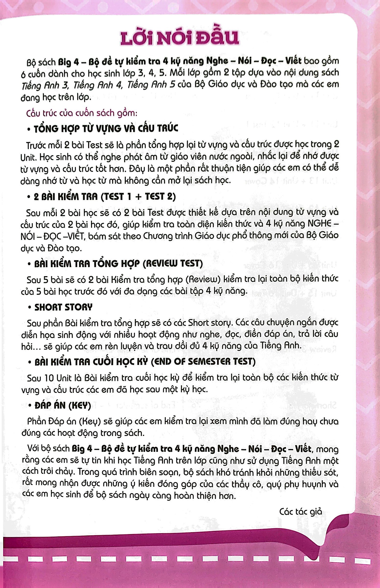 bộ global sucess - big 4 - bộ đề tự kiểm tra 4 kỹ năng nghe-nói-đọc-viết tiếng anh cơ bản và nâng cao - lớp 3 - tập 2