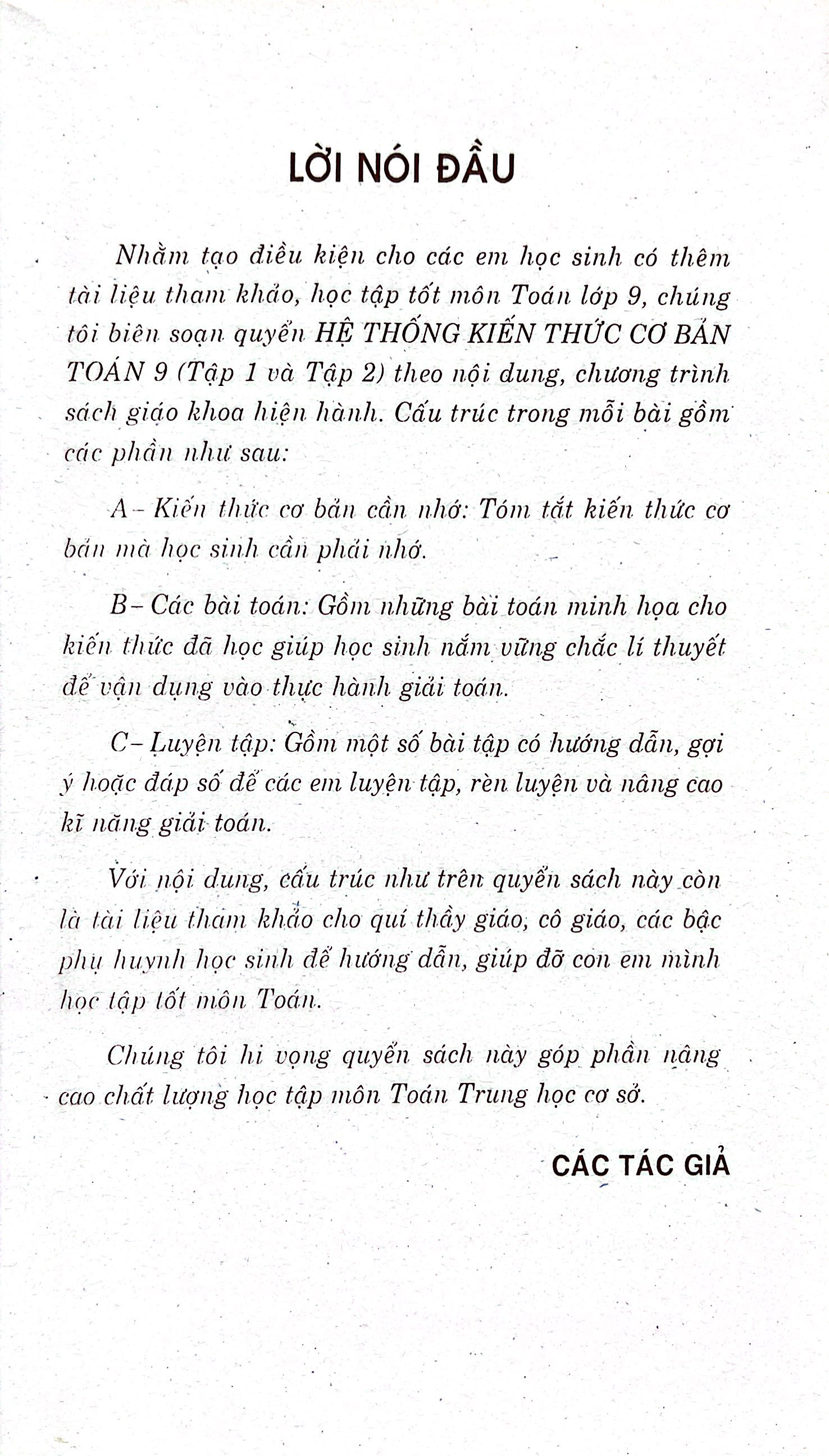 bộ hệ thống kiến thức cơ bản toán 9 - tập 2