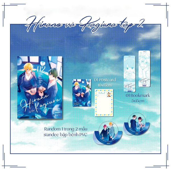 Bo
Hirano Va Kagiura - Tap 2 - Tang Kem Bookmark Hai Mat + Postcard + Random 1 Trong 2 Mau Standee PVC Bap Benh