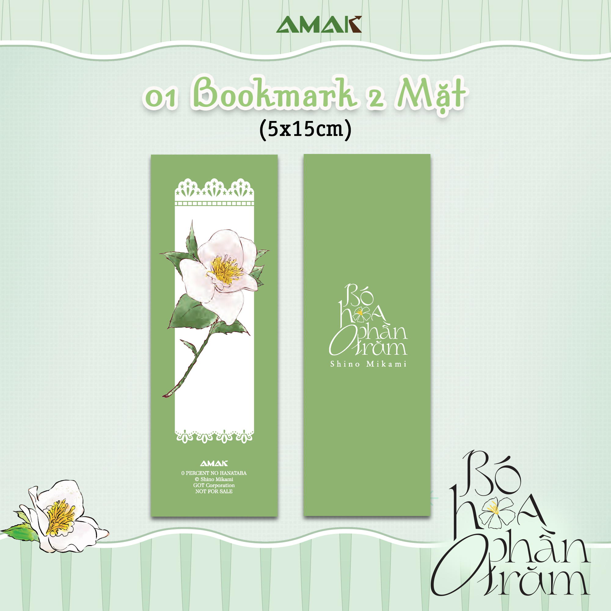 bó hoa 0 phần trăm - tặng kèm 01 bookmark hai mặt và 01 flower card xinh xắn