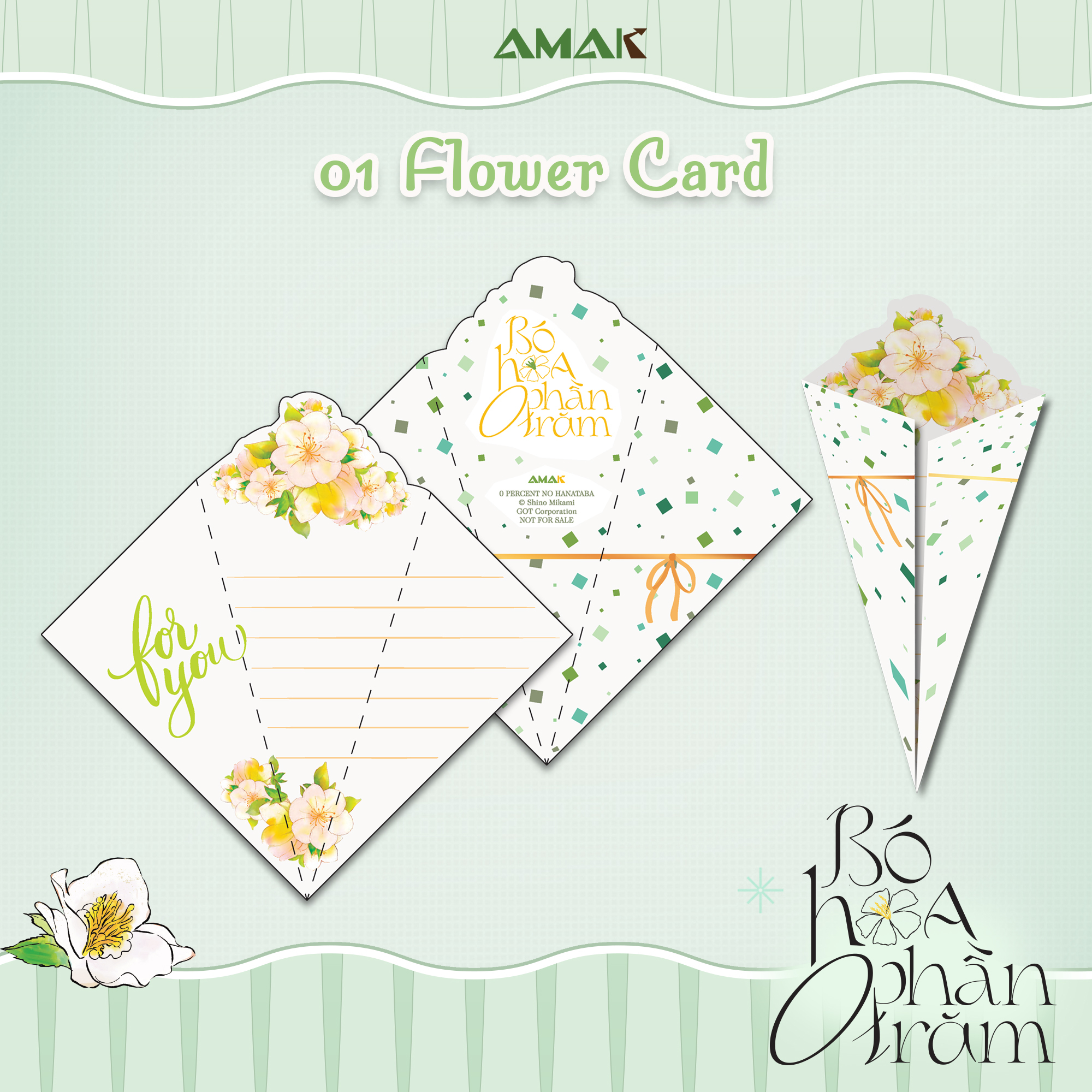 bó hoa 0 phần trăm - tặng kèm 01 bookmark hai mặt và 01 flower card xinh xắn