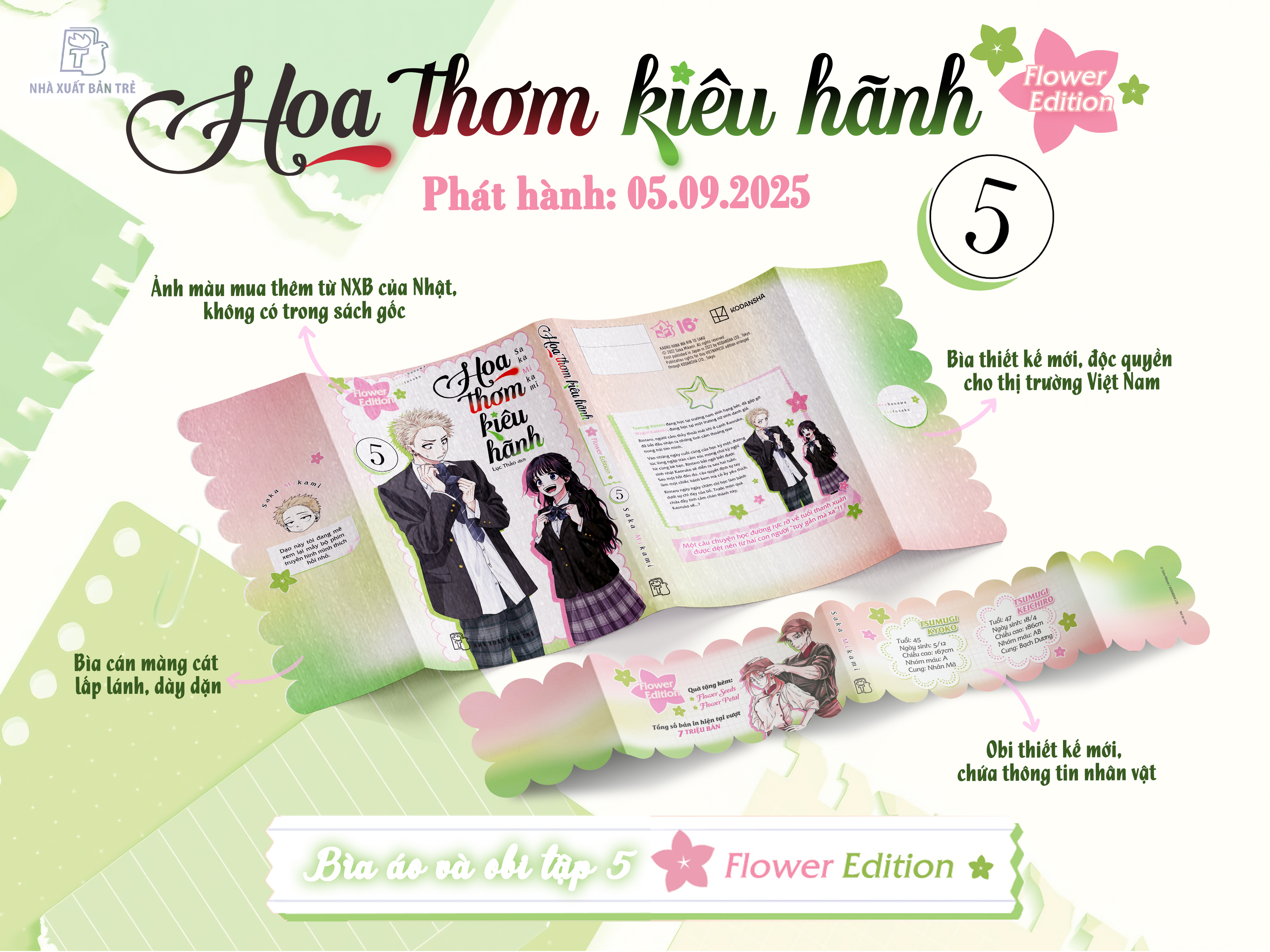 Bo
						
										
										Hoa Thom Kieu Hanh - Tap 5 - Flower Edition - Tang Kem Set 6 Standee PVC + Moc Khoa Mica + Hop Giay Dung Qua