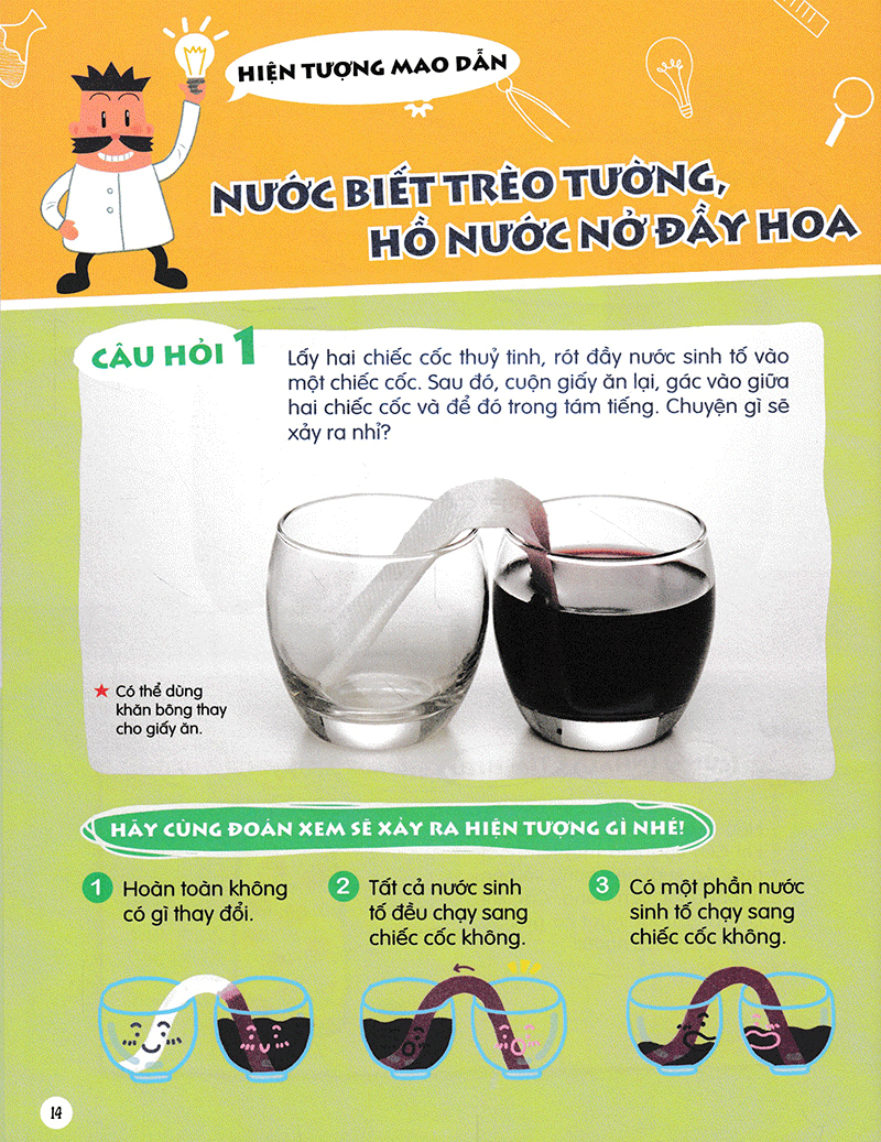 bộ hỏi đáp khoa học vui: nước biết trèo tường sao? - 29 thí nghiệm khoa học cực dễ làm