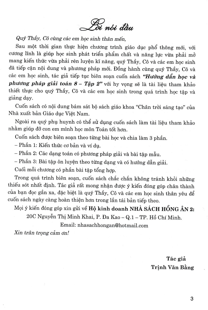 bộ hướng dẫn học và phương pháp giải toán 8 - tập 2 (bám sát sgk chân trời sáng tạo)