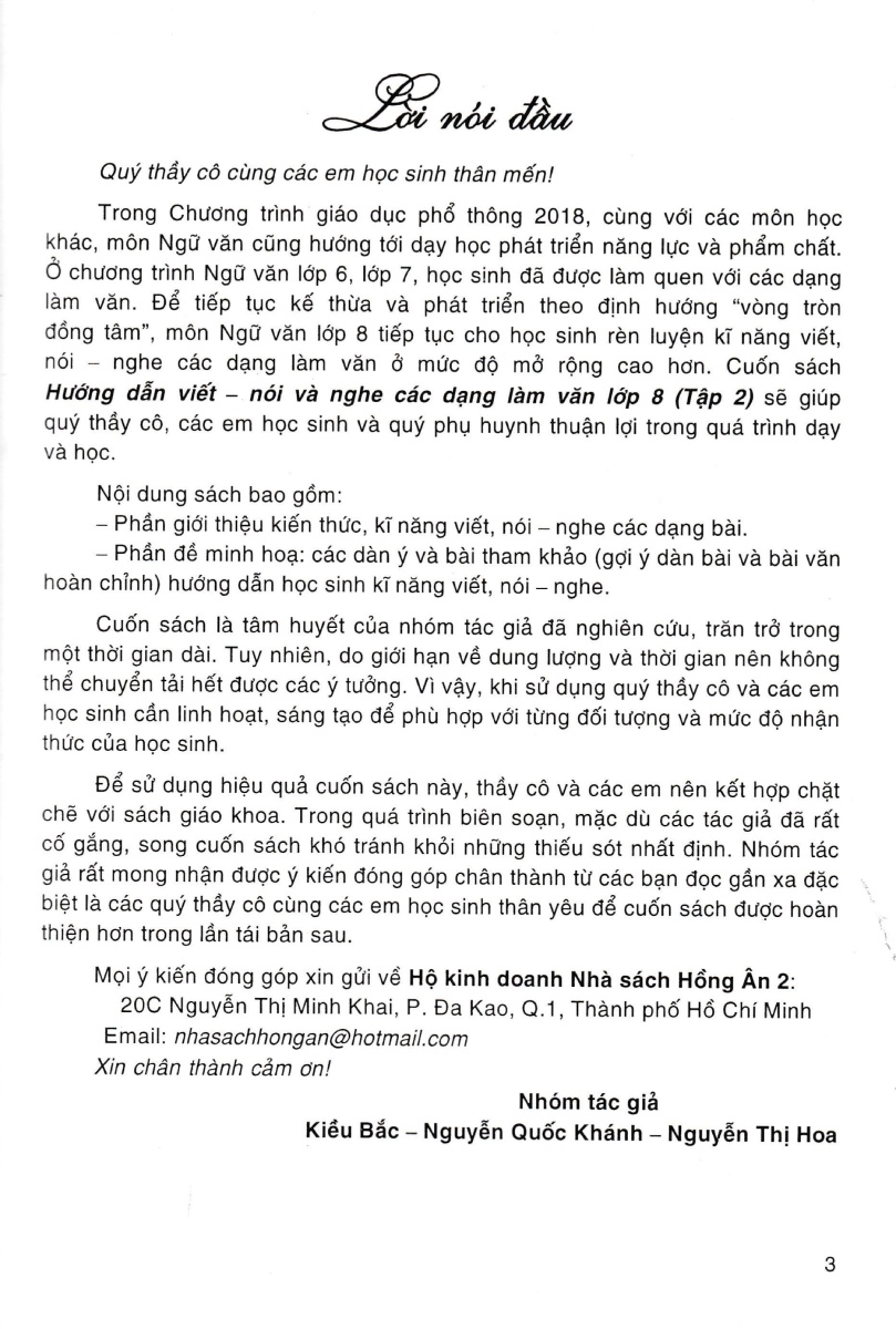 bộ hướng dẫn viết, nói và nghe các dạng văn lớp 8 - tập 2 (dùng chung cho các bộ sgk hiện hành)