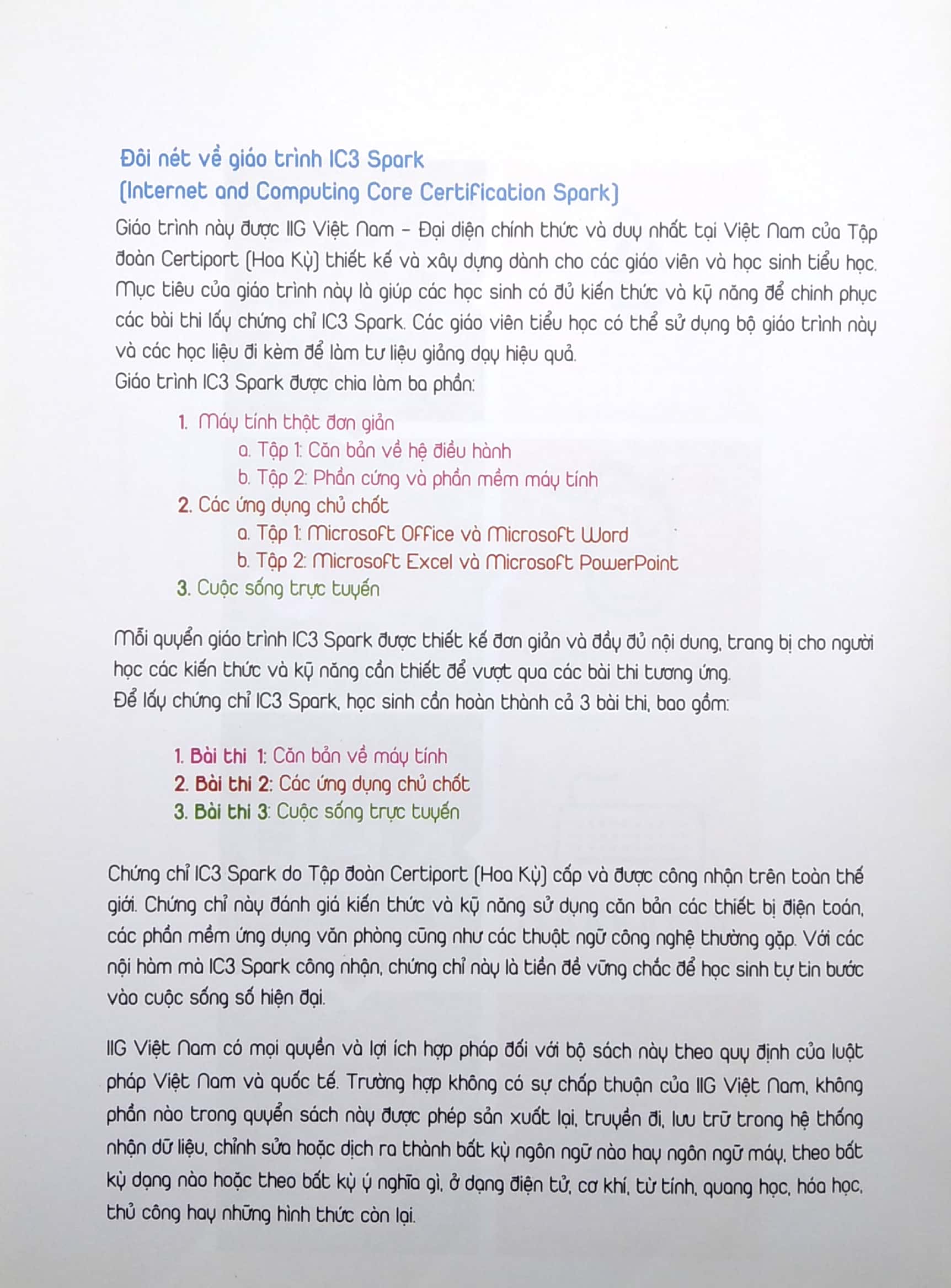 bộ ic3 spark - các ứng dụng chủ chốt - tập 2: microsoft excel và microsoft powerpoint