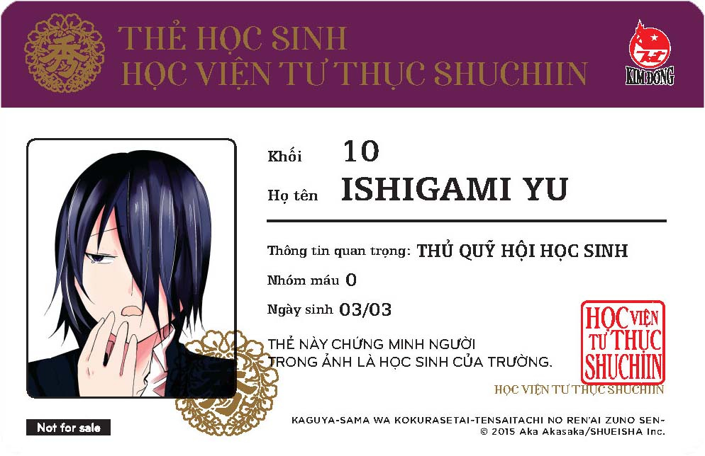 bộ kaguya-sama - cuộc chiến tỏ tình - tập 4 - tặng kèm 1 trong 2 mẫu thẻ học sinh