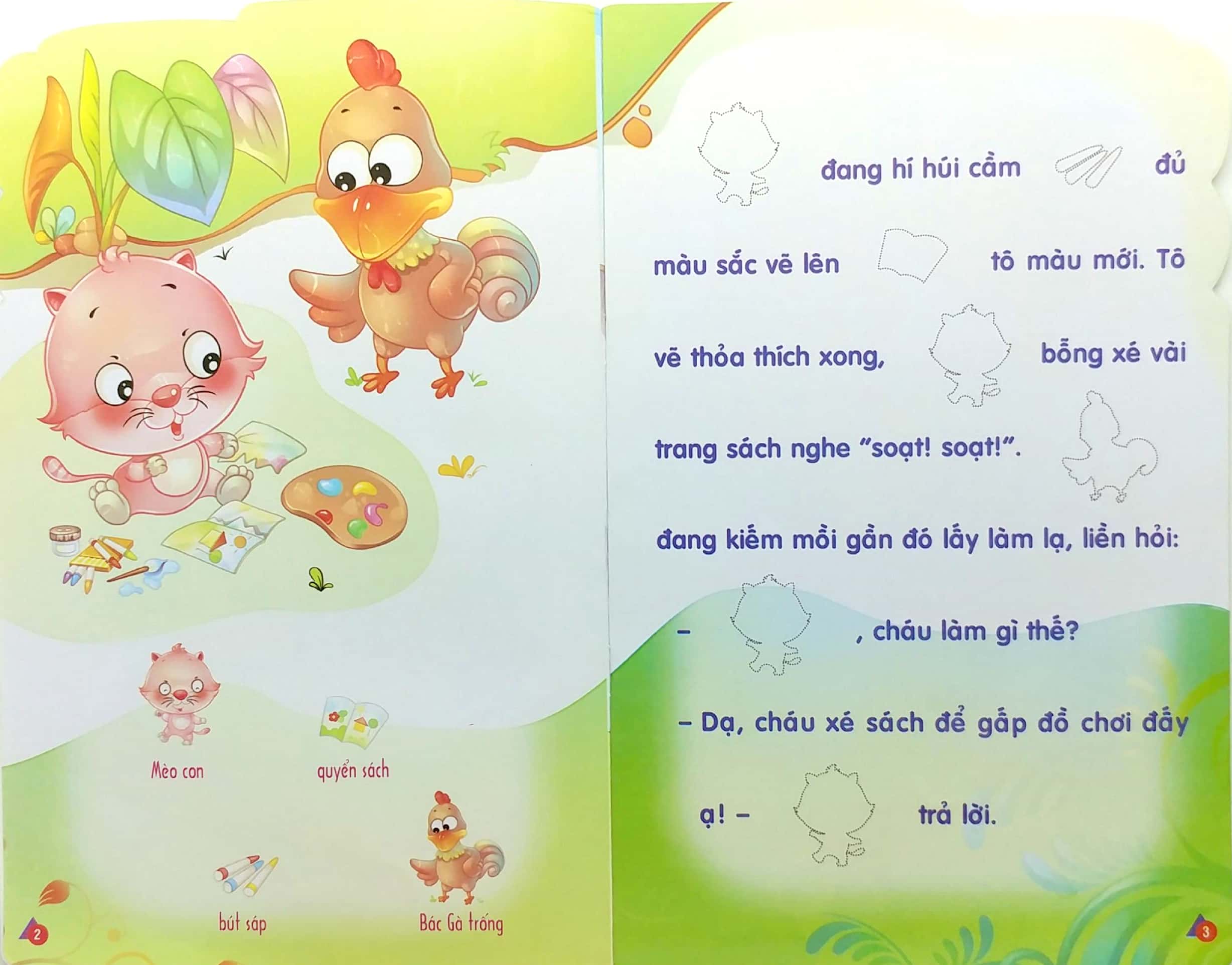 bộ kể chuyện dán hình 3 - mèo con và quyển sách