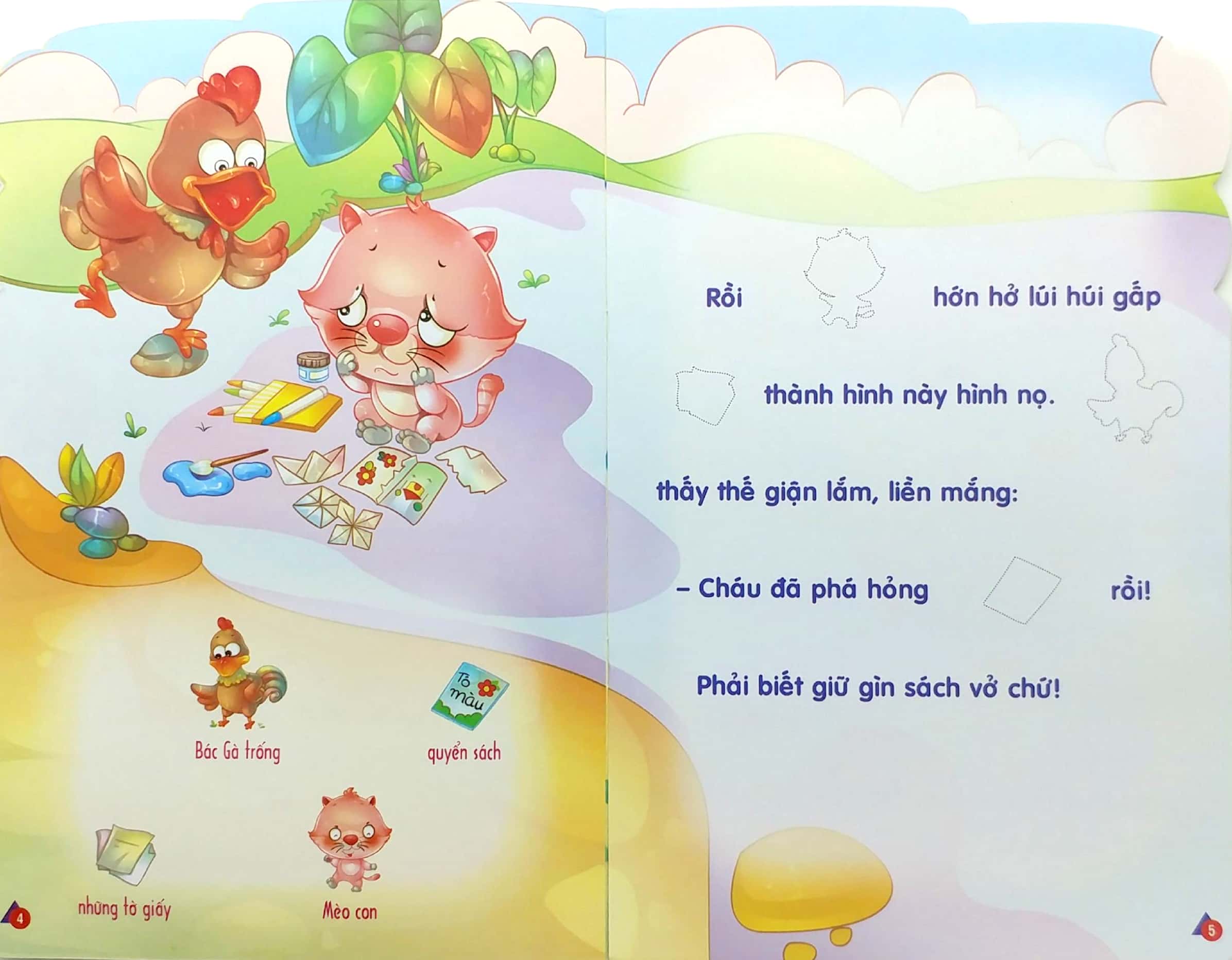 bộ kể chuyện dán hình 3 - mèo con và quyển sách