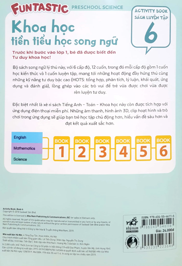 bộ khoa học tiền tiểu học song ngữ- sách luyện tập 6