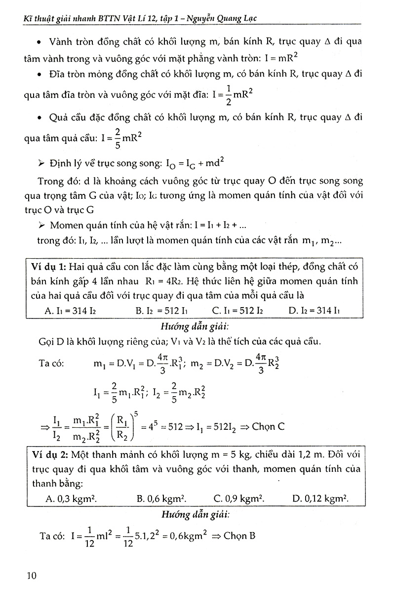 bộ kĩ thuật giải nhanh bài tập trắc nghiệm vật lí 12 - tập 1