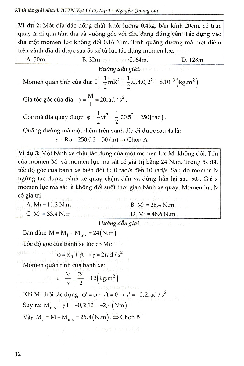 bộ kĩ thuật giải nhanh bài tập trắc nghiệm vật lí 12 - tập 1