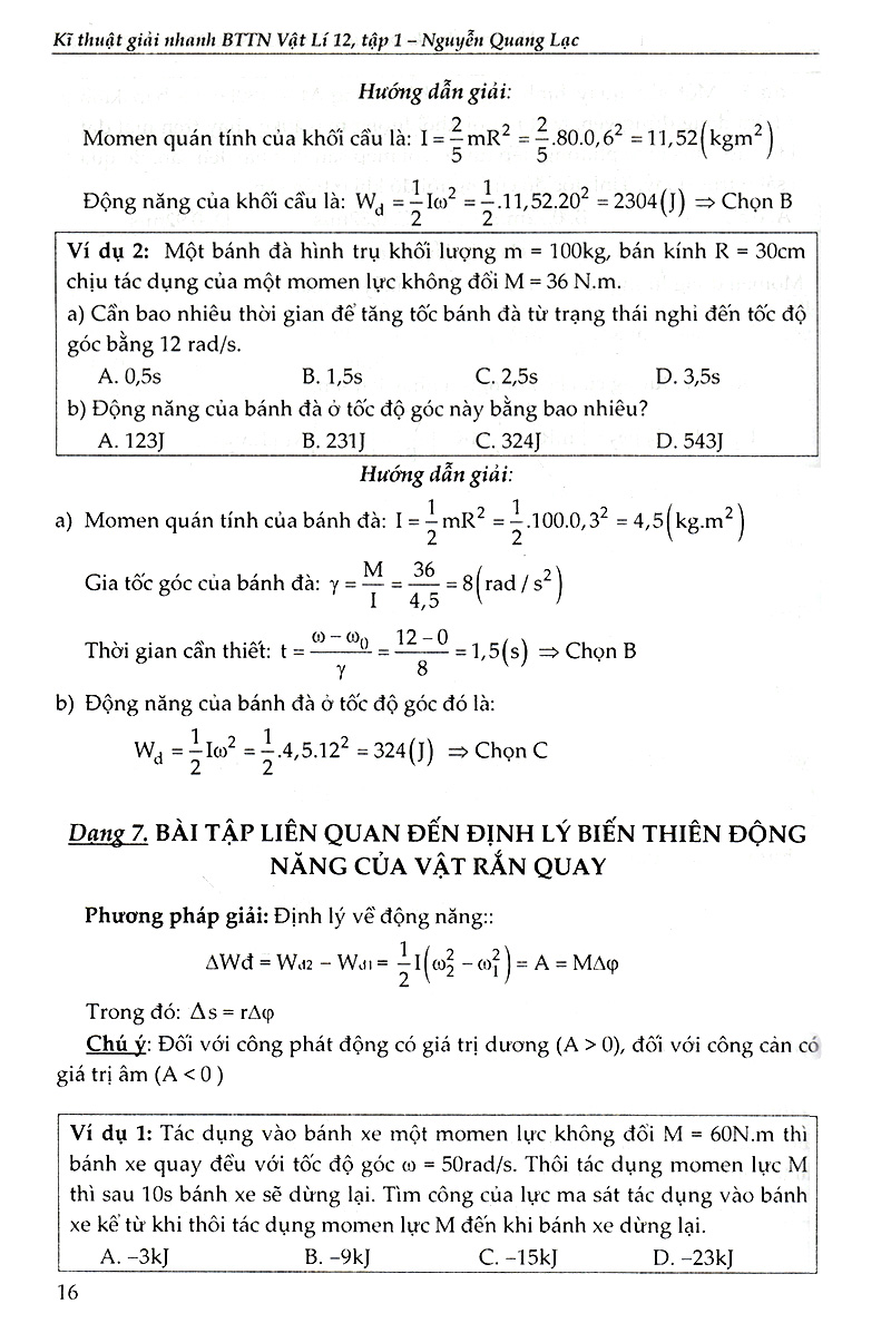 bộ kĩ thuật giải nhanh bài tập trắc nghiệm vật lí 12 - tập 1