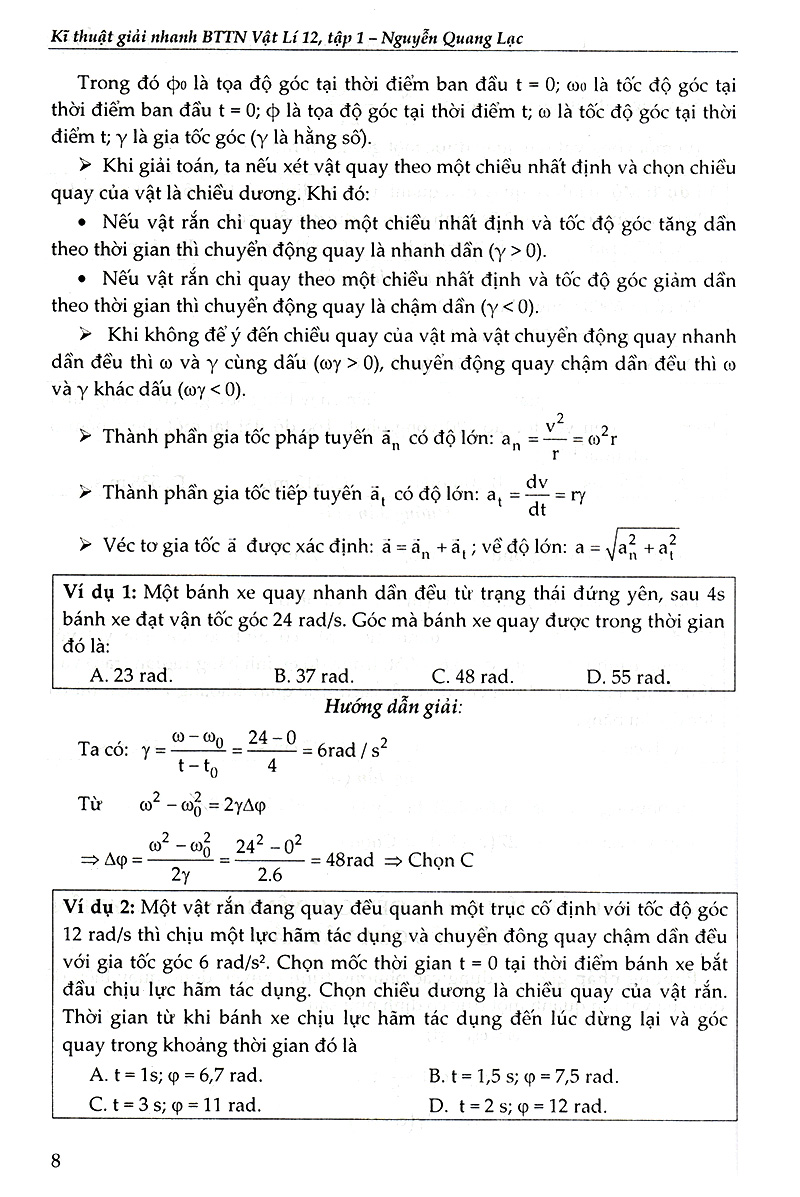 bộ kĩ thuật giải nhanh bài tập trắc nghiệm vật lí 12 - tập 1