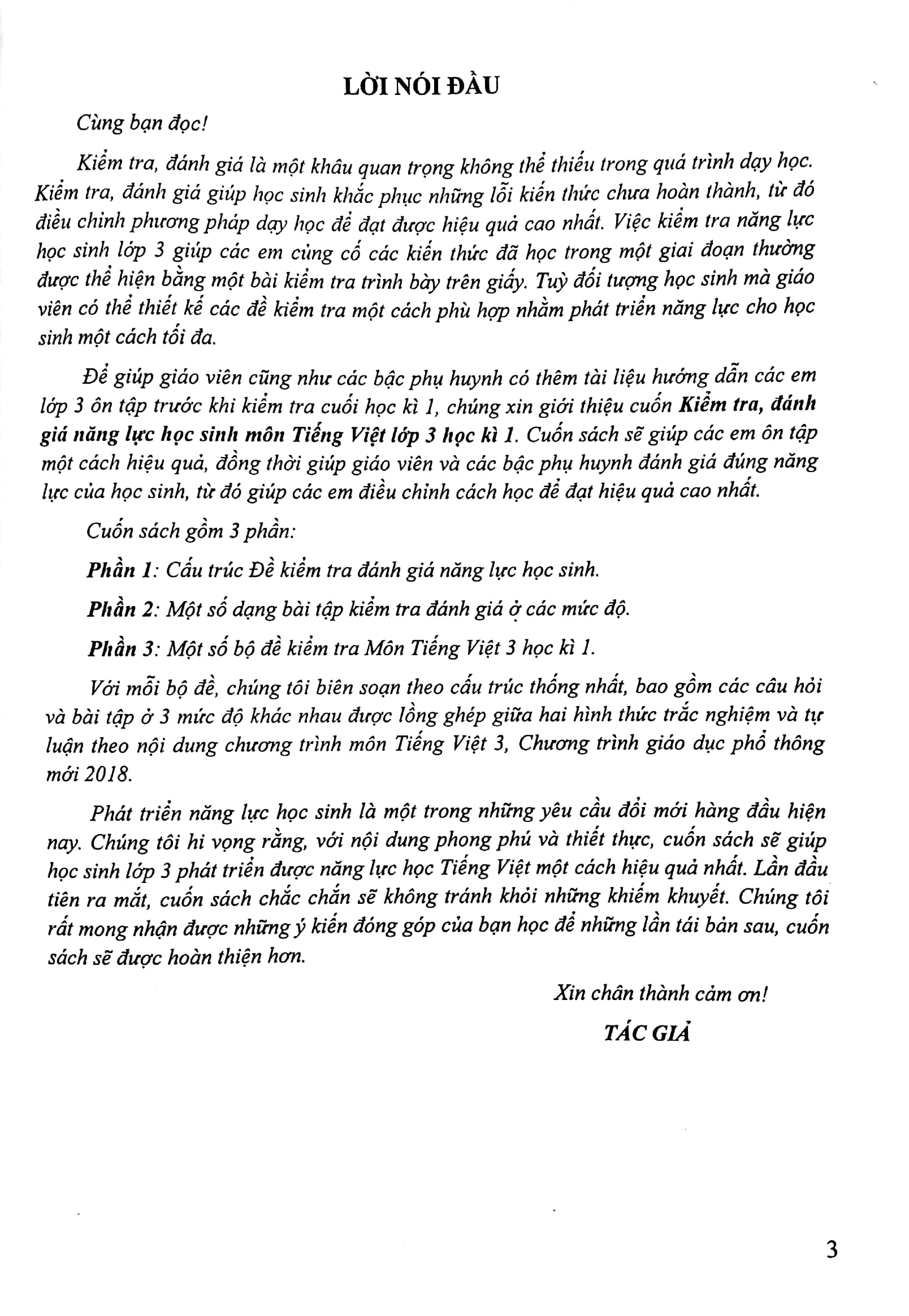 bộ kiểm tra, đánh giá năng lực học sinh lớp 3 - môn tiếng việt - học kì 1