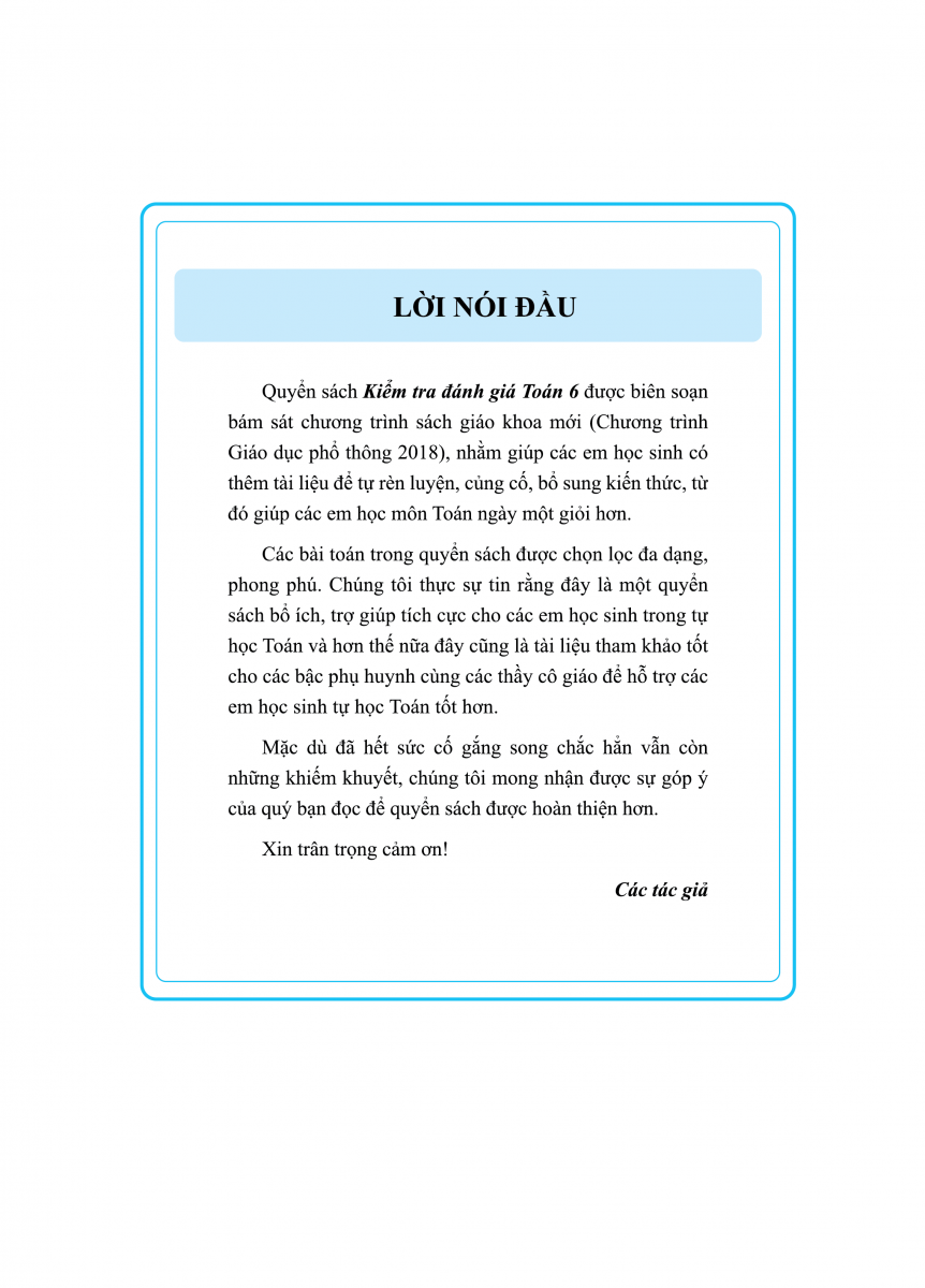 bộ kiểm tra đánh giá toán 6 - tập 1