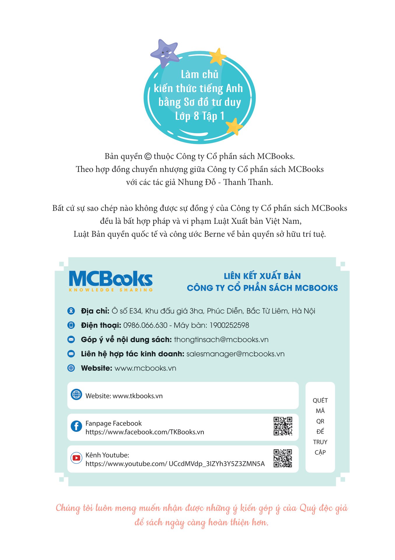 bộ làm chủ kiến thức tiếng anh bằng sơ đồ tư duy lớp 8 - tập 1