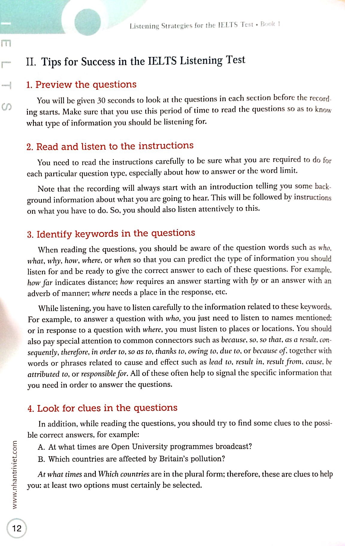 bộ listening strategies for the ielts test - book 1