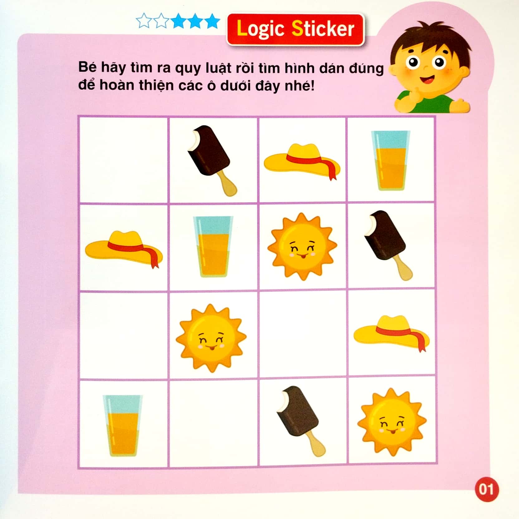 bộ logic sticker for kids - dán hình phát triển tư duy cho bé - quyển 4 (dành cho trẻ 2-8 tuổi)