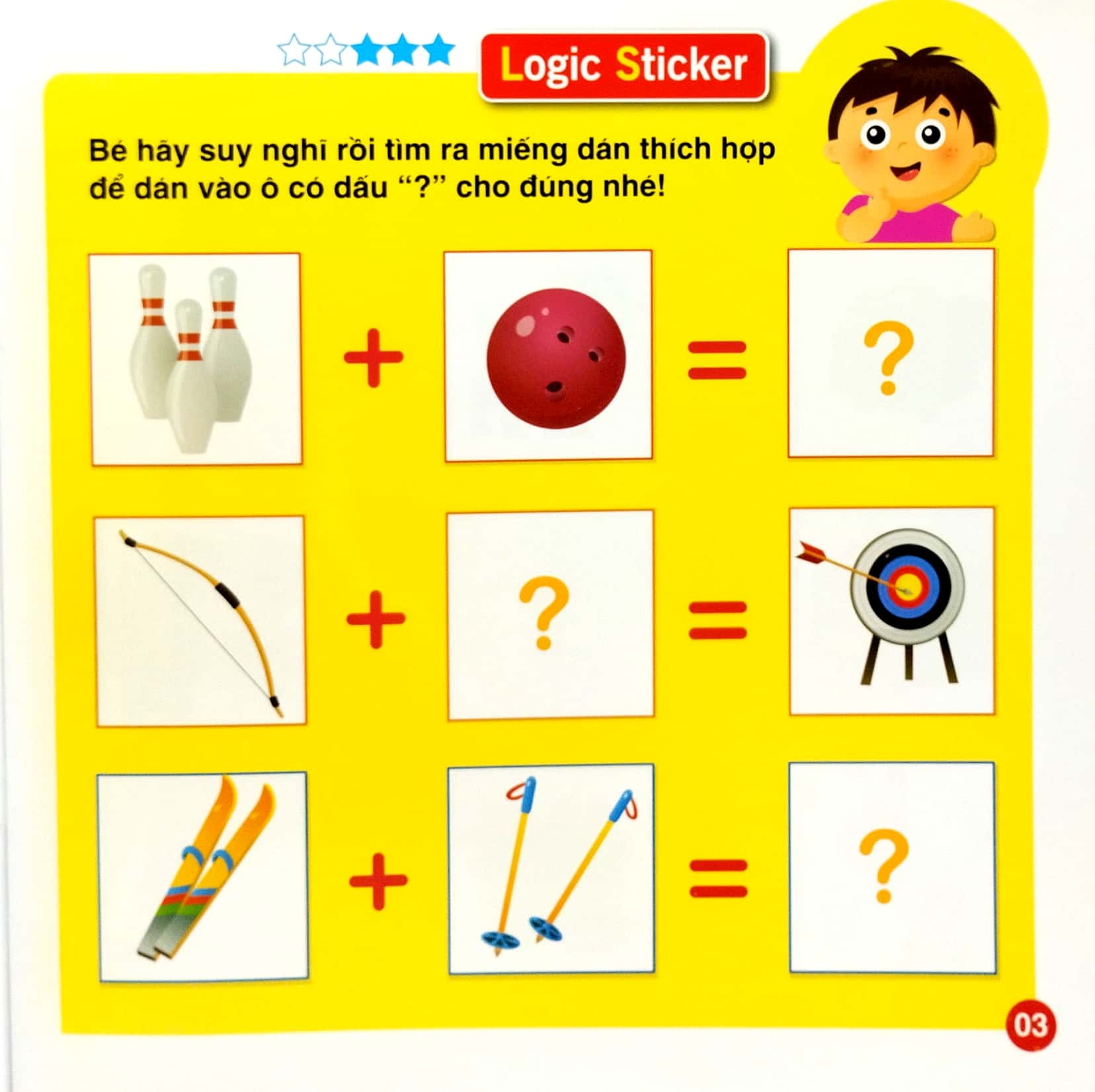 bộ logic sticker for kids - dán hình phát triển tư duy cho bé - quyển 4 (dành cho trẻ 2-8 tuổi)