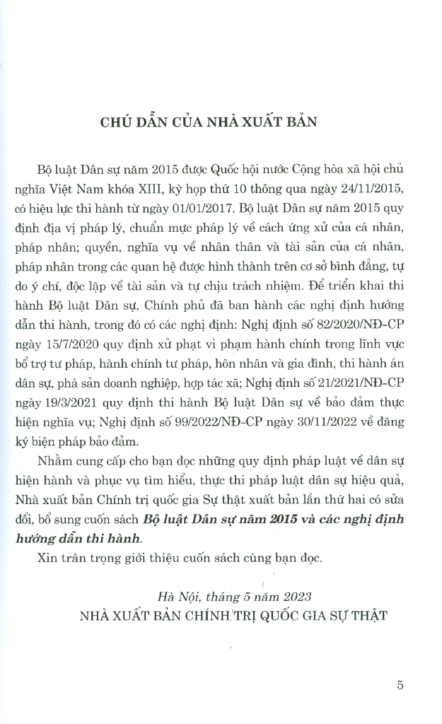 bộ luật dân sự năm 2015 và các nghị định hướng dẫn thi hành