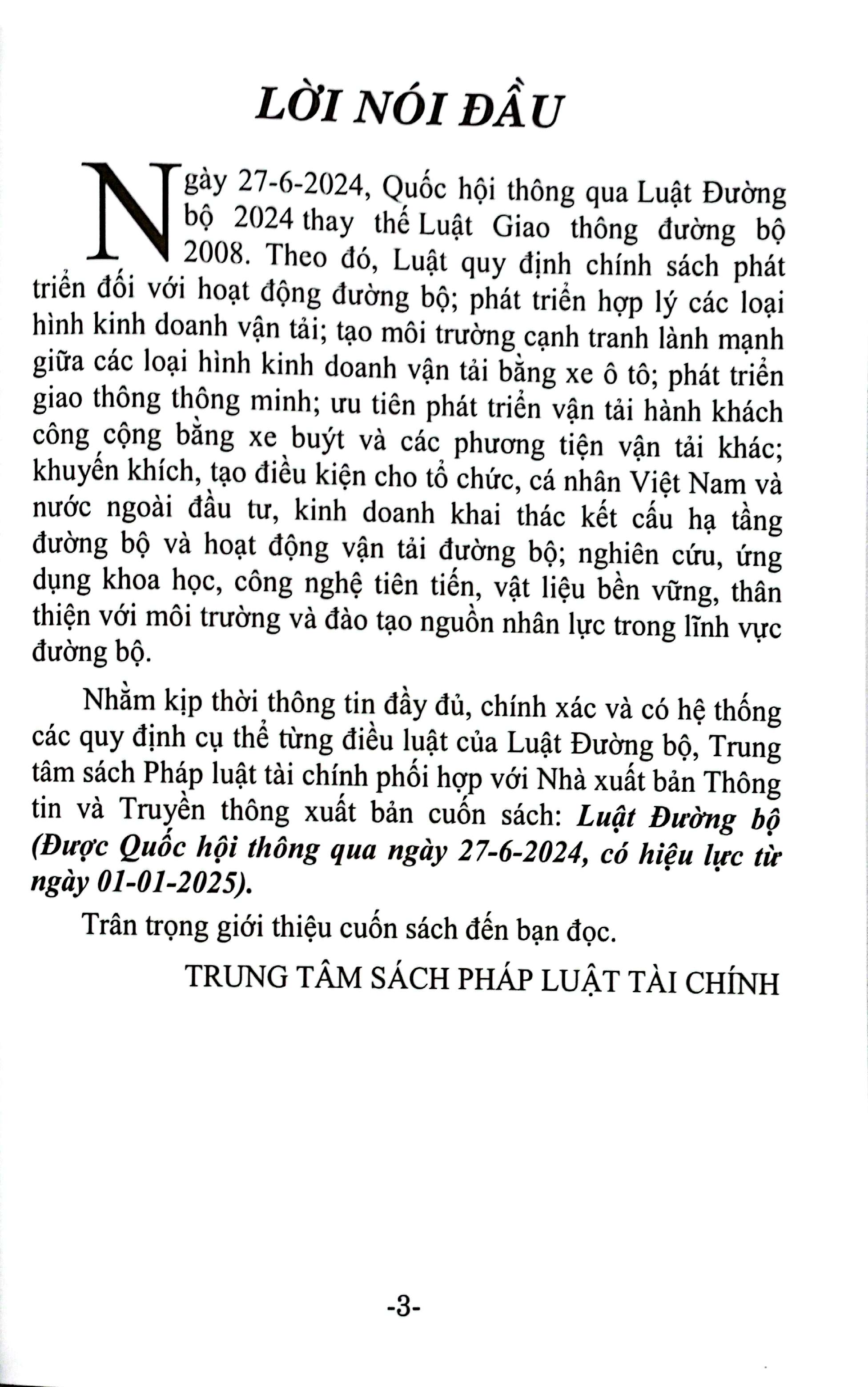 Bo
						
										
										Luat Duong Bo (Duoc Quoc Hoi Thong Qua Ngay 27-6-2024, Co Hieu Luc Tu Ngay 01-01-2025)