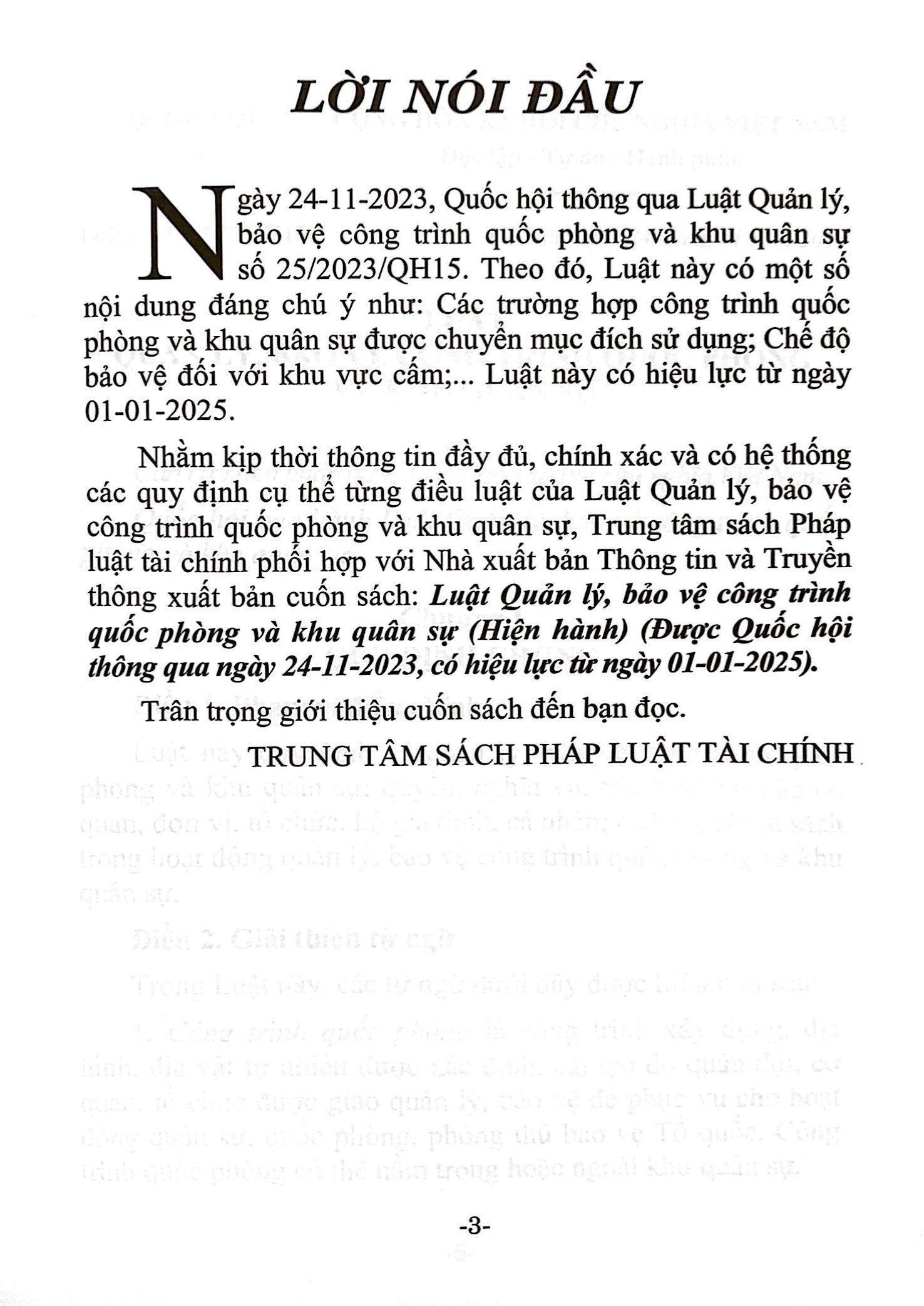 Bộ
						
										
										Luật Quản Lý, Bảo Vệ Công Trình Quốc Phòng Và Khu Quân Sự (Hiện Hành) (Được Quốc Hội Thông Qua Ngày 24/11/2023, Có Hiệu Lực Từ Ngày 01/01/2025)