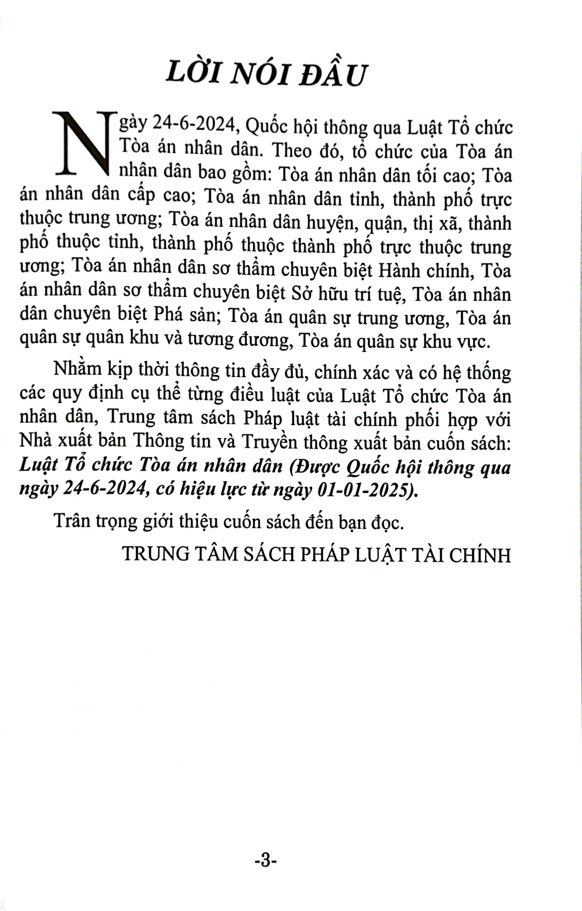 Bo
						
										
										Luat To Chuc Toa An Nhan Dan (Duoc Quoc Hoi Thong Qua Ngay 24-6-2024, Co Hieu Luc Tu Ngay 01-01-2025)