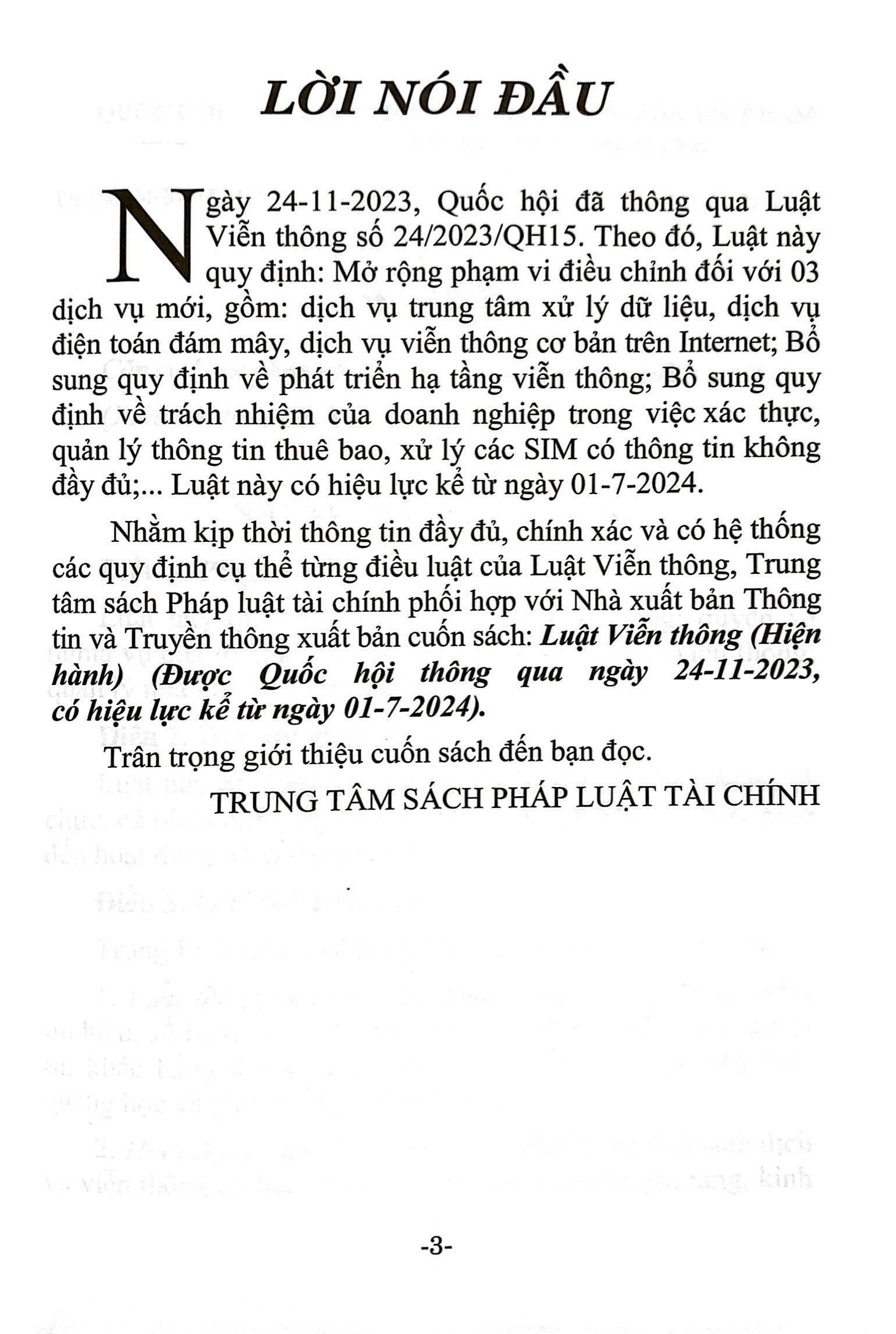 Bo
						
										
										Luat Vien Thong (Hien Hanh) (Duoc Quoc Hoi Thong Qua Ngay 24/11/2023, Co Hieu Luc Ke Tu Ngay 01/7/2024)